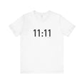 Charger l'image dans la visionneuse de la galerie, White t-shirt with '11:11' printed on a white background