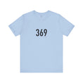 Charger l'image dans la visionneuse de la galerie, Light blue t-shirt with '369' printed on a white background