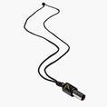 Carica l'immagine nel visualizzatore della galleria, Necklace with a black cylindrical pendant Lovetuner whistle with a waxed cotton necklace on a white background