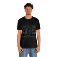Cargar la imagen en la vista de la galería, Lovetuner Unisex One Love One World One Tone T-Shirt in black featuring the 528 Hz love frequency, symbolizing unity and harmony through sound.
