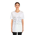 Cargar la imagen en la vista de la galería, Lovetuner Unisex One Love One World One Tone T-Shirt in white, featuring 528 Hz miracle tones for harmony and healing. Perfect for everyday wear.
