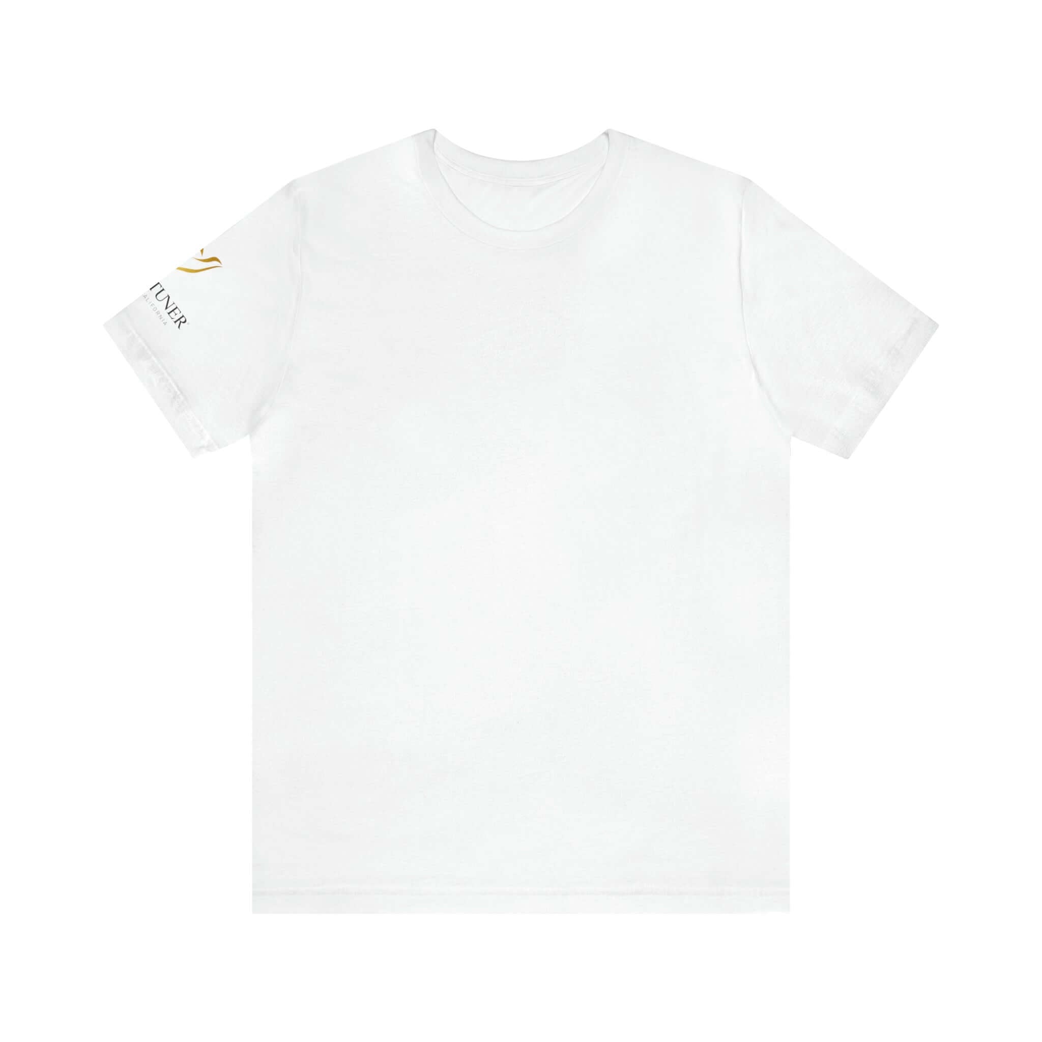 Lovetuner Uni-Sex T-Shirt in white, showcasing the 528 Hz frequency love symbol, promoting healing and positive energy through stylish apparel.