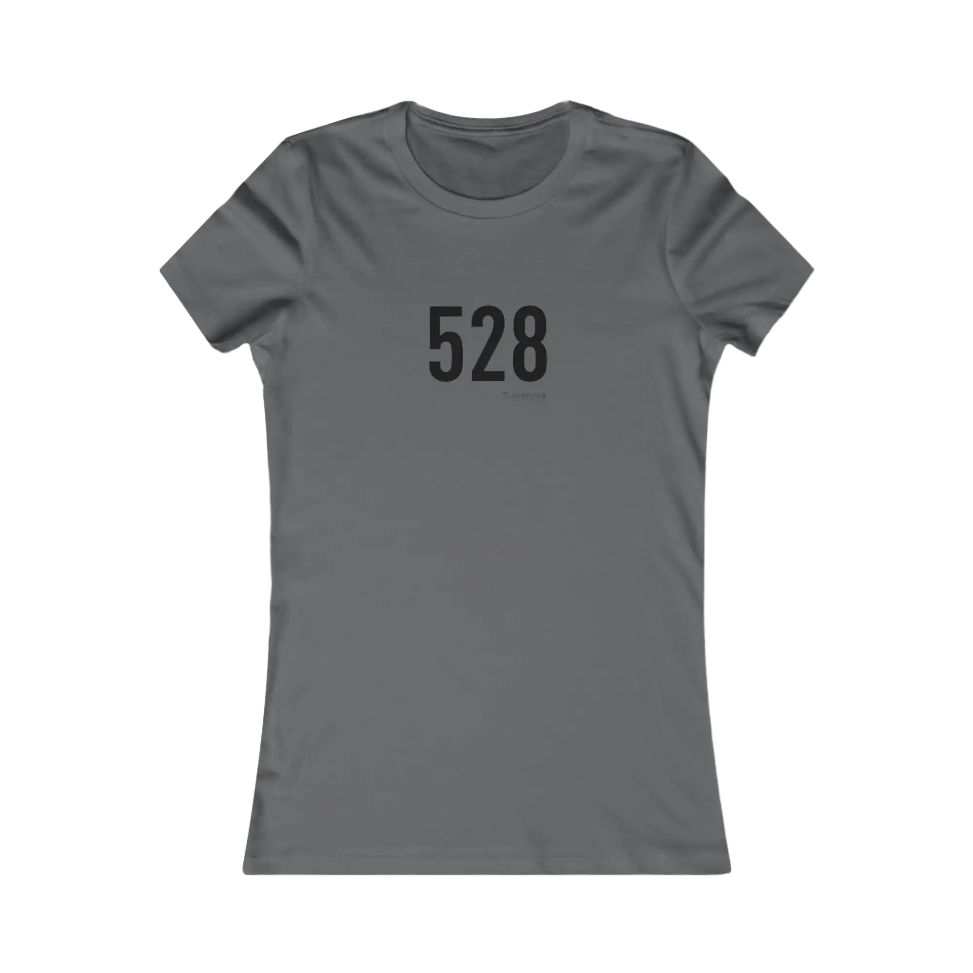 Gray t-shirt with the number 528 on a white background