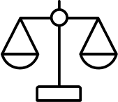 A simple line drawing of a balance scale