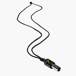 Lovetuner black 528Hz breathing necklace with Lovetuner logo on waxed cotton cord necklace