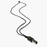 Lovetuner black 528Hz breathing necklace with Lovetuner logo on waxed cotton cord necklace