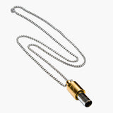 Lovetuner bronze 528Hz breathing necklace with gold hummingbird logo on stainless steel box chain