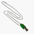 Lovetuner green 528Hz breathing necklace with Lovetuner logo on stainless steel box chain