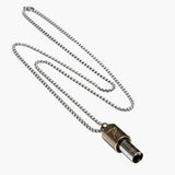 Lovetuner silver 528Hz breathing necklace with Lovetuner logo on stainless steel box chain