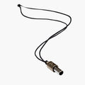 Lovetuner silver 528Hz breathing necklace with Lovetuner logo on waxed cotton cord necklace