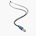 Lovetuner viola 528Hz breathing necklace with Lovetuner logo on waxed cotton cord necklace