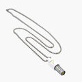 Lovetuner white 528Hz breathing necklace with Lovetuner logo on stainless steel box chain