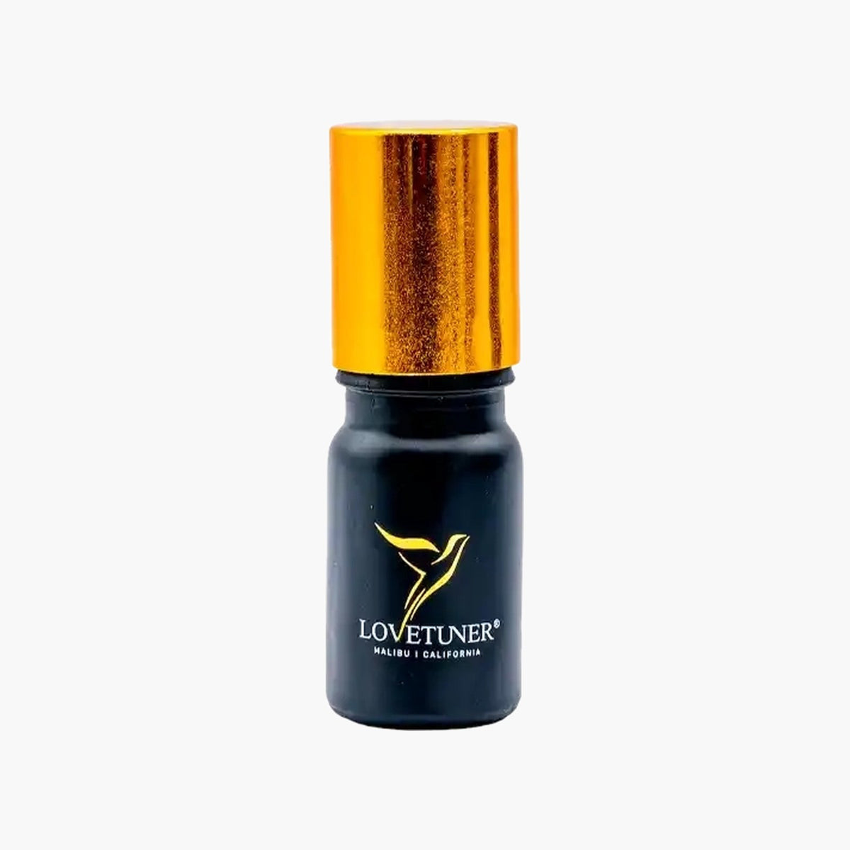 Lovetuner Egyptian Pharaoh Oil 528 Hz essence in a black bottle with gold cap and gold Lovetuner logo