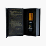 Open Lovetuner gift box with the Egyptian Pharaoh Oil bottle and printed steps for application