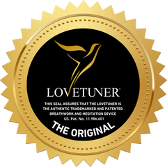 Lovetuner The Original seal, authentic trademarked and patented breathwork and meditation device, U.S. Patent No. 11,986,601
