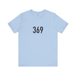 Light blue t-shirt with '369' printed on a white background