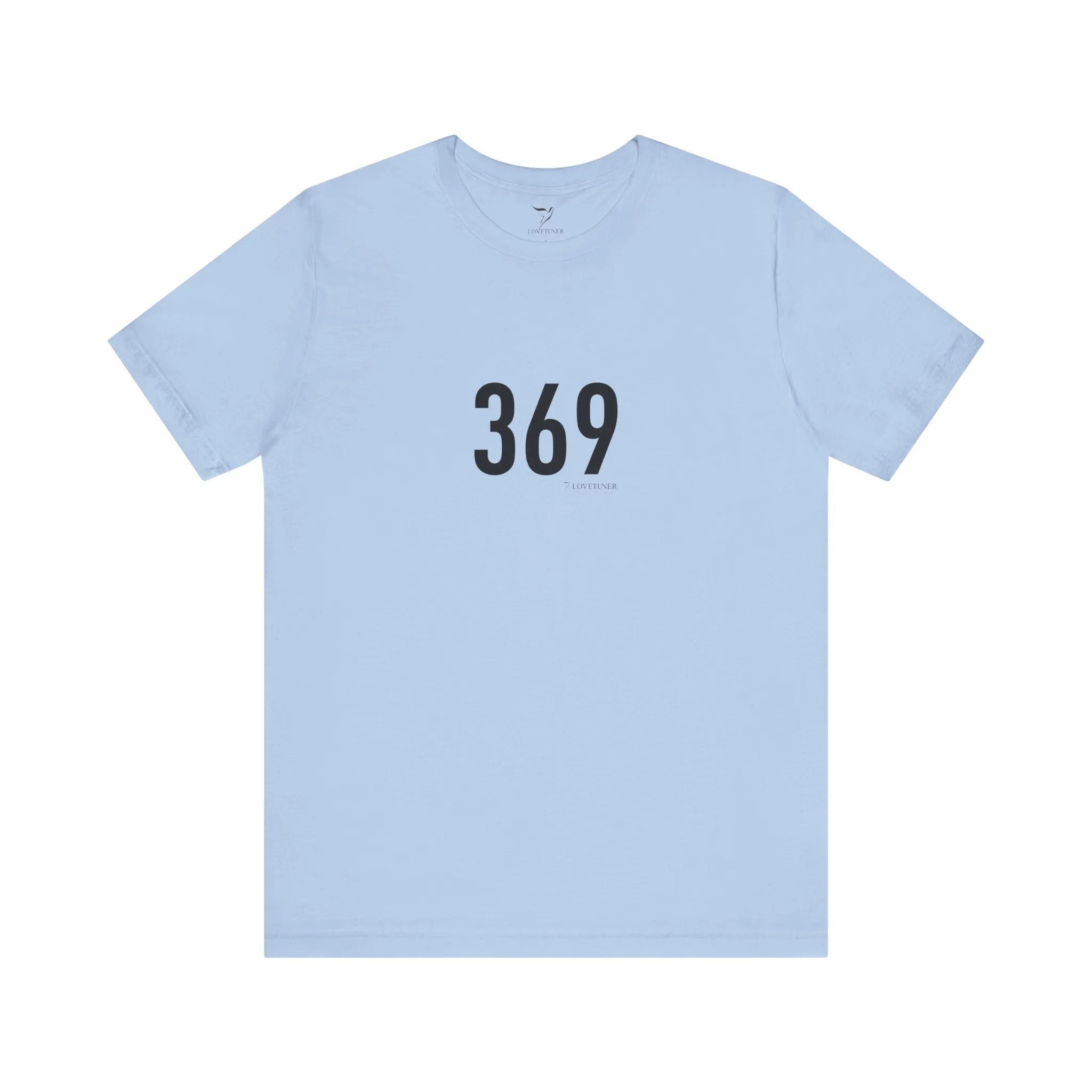 Light blue t-shirt with '369' printed on a white background