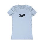 Light blue t-shirt with black text '369' on a white background