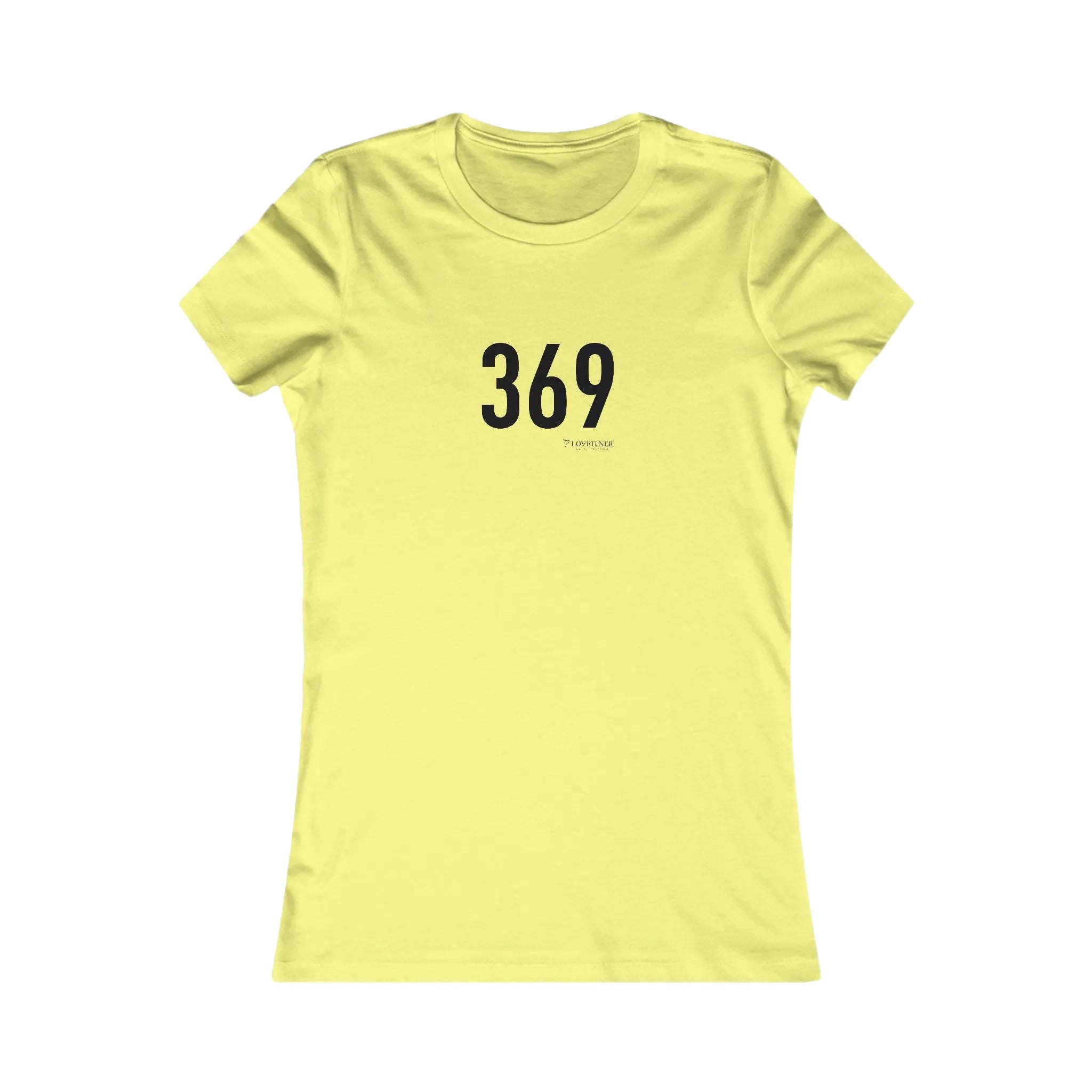 Yellow t-shirt with the number 369 on a white background