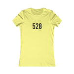 Yellow t-shirt with black text '528' on a white background