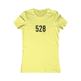 Yellow t-shirt with black text '528' on a white background
