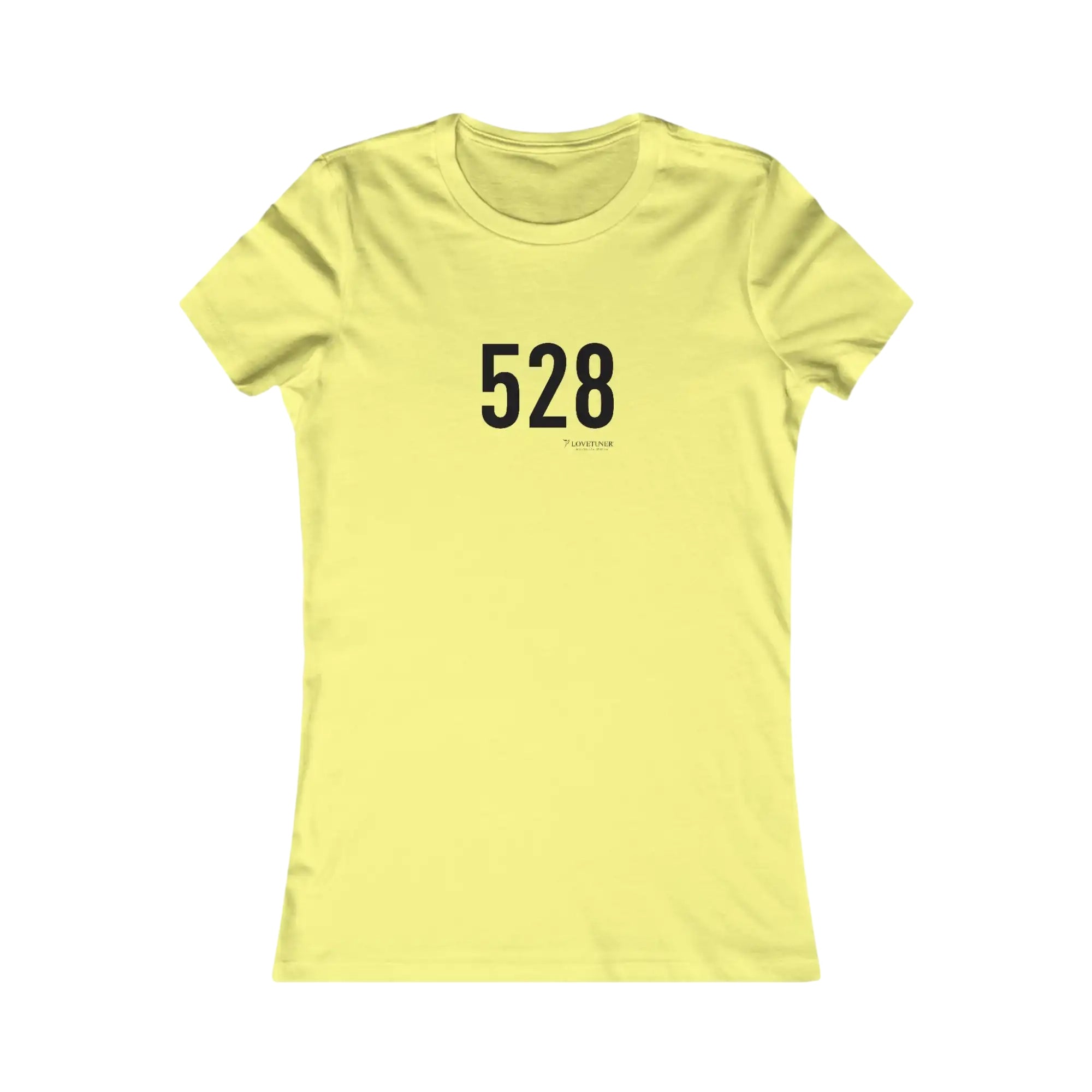Yellow t-shirt with black text '528' on a white background
