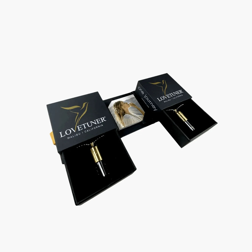 Lovetuner product in a black box on a white background with two Lovetuners shown open