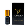 Load image into Gallery viewer, Lovetuner perfume bottle with gold cap and packaging on a white background
