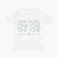 Charger l'image dans la visionneuse de la galerie, White t-shirt with 'One World One Love One Tone' text and Lovetuner logo on a white background
