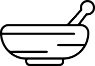A simple line drawing of a mortar and pestle